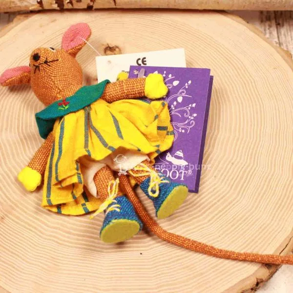 Barefoot Spielpuppe Maus Mini – Lernspielzeug & Stofftier Baumwolle - stoffpuppe maus anziehmaus bunt mini kleid (1)